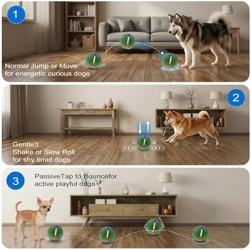 Smart Interactive Dog Toy,Smart Moving Bouncing Dogs Ball with RGB Lights, Automatic Moving, Bouncing, and Rotating,E-TPU Durable & Waterproof,for Small Medium Dogs Keep Them Busy