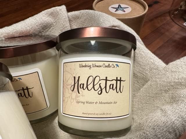 Wandering Woman Candle Company 8 oz Soy Wax Candle (Hallstatt: Spring Water & Mountain Air)