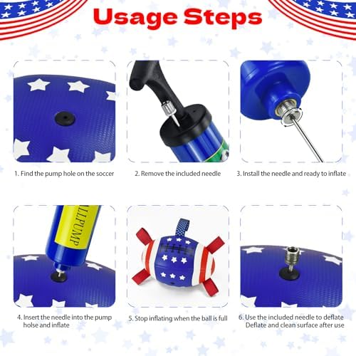 4th of July Dog Football with Straps Puppy Interactive Toy Pet Tug Ball Toy with American Flag Pattern for Medium Large Dogs Large-3
