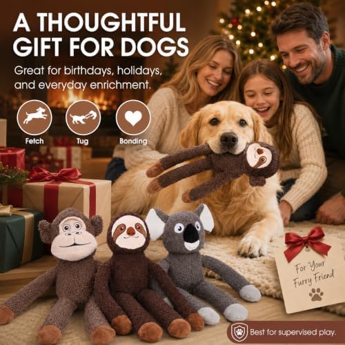 No Stuffing Dog Toys, 3-Pack Squeaky Crinkle Set