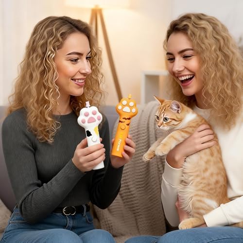 Cat Disc Launcher Toy, Rechargeable LED Flying Spinner Fetch Interactive