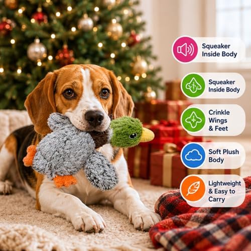 Duck Dog Toy Plush Squeaky Toy for Small and Medium Dogs, Soft Interactive Stuffed Animal for Indoor Play