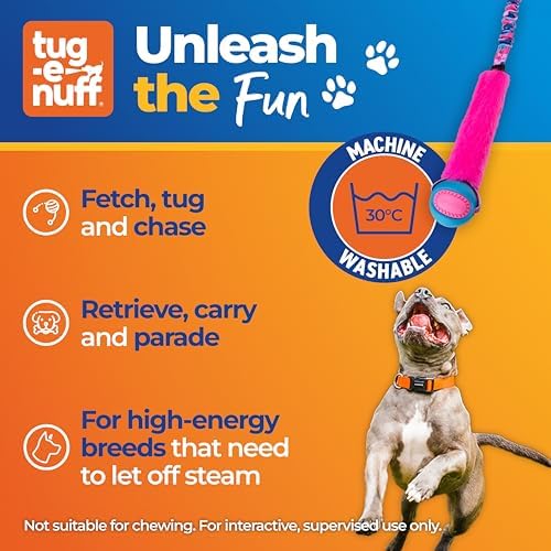 Tug-E-Nuff Fauxtastic PowerBall Bungee Tug (Orange Pattern) Dog Toys, 25 in