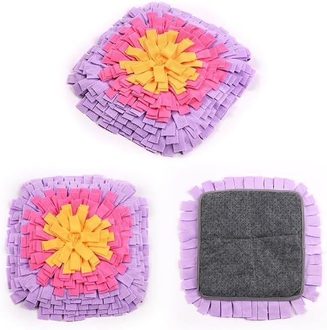 Vedem Small Animal Snuffle Mat Fleece Foraging Mats Interactive Feeding Toy Rabbit Guinea Pig Rat Hamster Anti Slip Treat Dispenser (Purple)