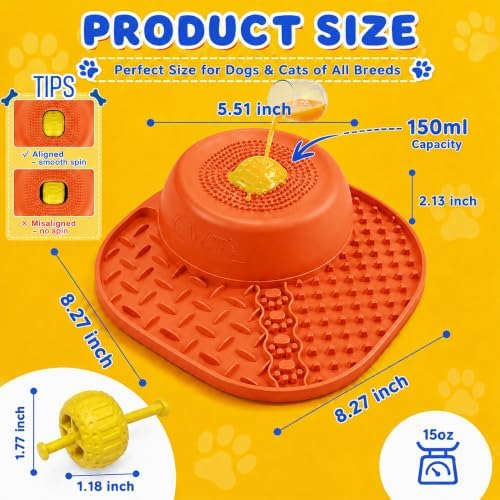 Slow Feeder Dog Bowls, Lick Mat & Interactive Rolling Ball, Dishwasher Safe