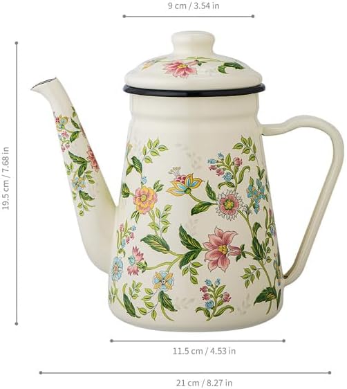 Enamel Tea Kettle – 1.2L Stovetop Teapot with Vintage Floral Pattern, Kettle for Stove, Ideal Small Tea Kettle for Gas & Induction Cooktops