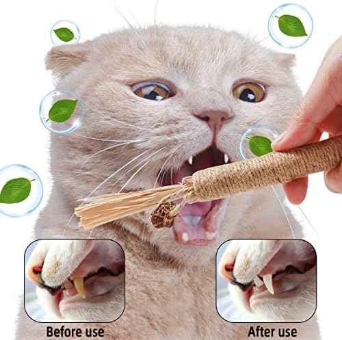 4 Pack Natural Silvervine Sticks for Cats - Chew Toys for Kittens Teeth Cleaning, Catnip Toy, Teething Stick - Interactive Kitten Toys for Indoor Cats Dental Care
