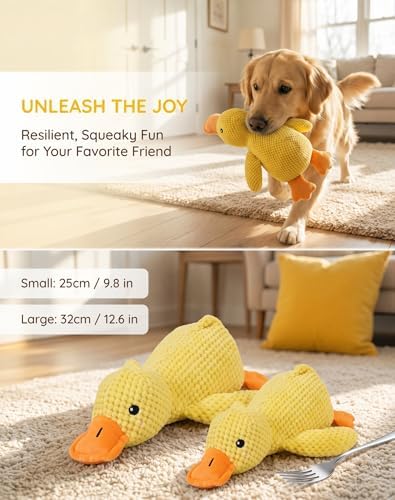 JINTONE Funny Dog Toy,Yellow Squeaky Dog Toy Duck for Dogs(Small Size)
