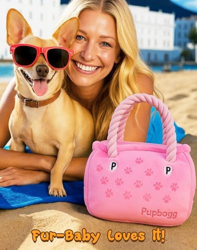 Swooflia Funny Plush Rope Dog Toy Squeaky - Bag Crinkle Interactive Stuffed Dog Toy for Puppies Medium Small Breed Dogs, Tug of War and Keep Them Busy, Cute Birthday Squeaky Plush Gift