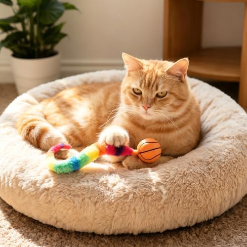 SHENGSEN Bouncy Ball with Tail Cat Toys 3 Pieces