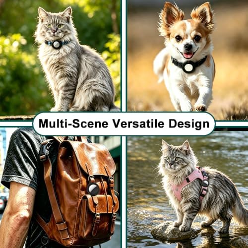 Cat Collar Airtag Holder, 4 Pack Silicone Air Tag Case for Cats | Pet Safety Silicone,Durability,Comfortable,Lightweight,for AirTag & Same-Size Trackers,more colors(Red+Orange+Green+Yellow)