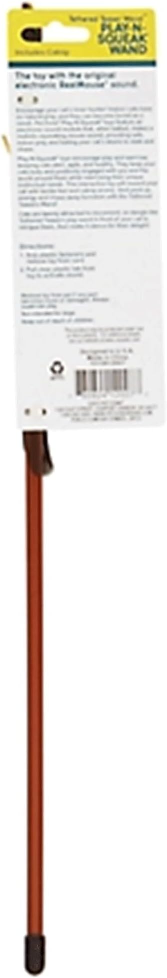 Pet Zone Play-N-Squeak Tether Teaser Wand Cat Toy with Real Mouse Sounds