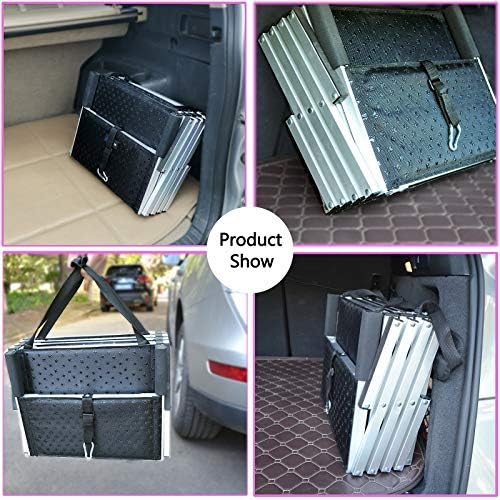 Aluminum Dog Car Stairs, Portable Large Dog Step for High Beds, Trucks, and SUV, Lightweight Folding Pet Ladder Ramp, 4 Steps