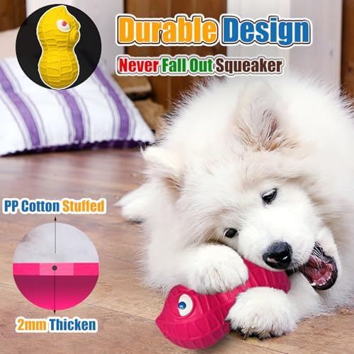 HOLYSTEED Latex Squeaky Dog Toys for Medium Dogs, 3pcs Peanut Squeak Balls