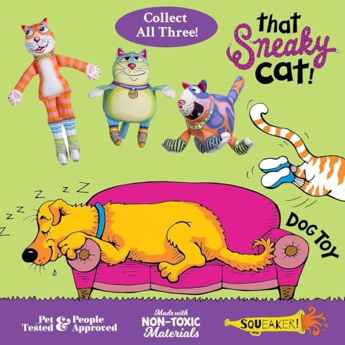 FUZZU That Sneaky Cat! 7.5" Dog Toy, Nib Dog Toy with Squeaker (Medium)