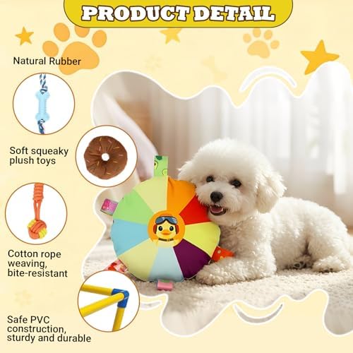 Puppy Play Gym with 10 Hanging Toys, 23.6" Removable Small Dogs Indoor Jungle Playground, Interactive Indoor Dog Training Activity Center for Interactive Teething and Mental Stimulation Toy Set
