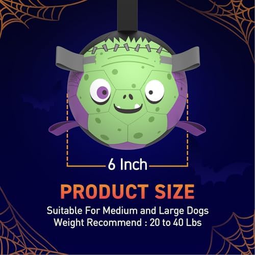 QDAN Halloween Dog Toys, Dog Soccer Balls with Straps, Outdoor Dog Toys