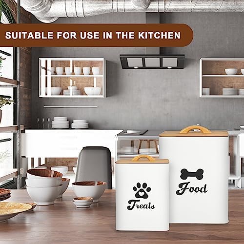 Dog Treat Container 2PCS, Dog Food Storage Container with Lids Airtight, Dog Treat Jars for Kitchen Counter-7+3Lbs, Small Dog and Cat Cookie Jar for Storage, Pet Treat Container (Upgraded) White
