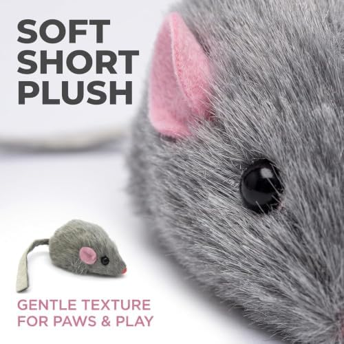 4Pcs Gray Fur Rattle Mouse Cat, Interactive Pet Play Mice, Animal for Cats, Pet Supplies