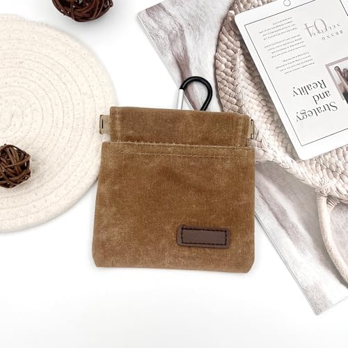 Portable Dog Treat Pouch for Training, Hands-Free Puppy Snack Bag with Auto-Closing Opening, Pet Treat Dispenser for Walking, Travel & Outdoor Use(Brown)