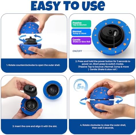 Fsitego Interactive Dog Ball Toys, Automatic Moving Bouncing, Rotating Smart Dog Toy for Small, Medium, Large to Keep Them Busy, Durable E-TPU Material & IP65 Waterproof, 5H Continuous Use(Blue)