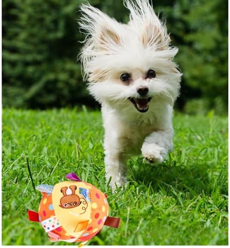 alfyng Dog Squeaky Plush Ball Toy Soft Stuffed Ball Toys and Bell Built-in