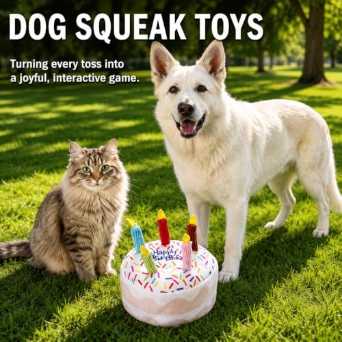 Dog Birthday Cake Squeak Toys, 1 Pcs (Big Cake)