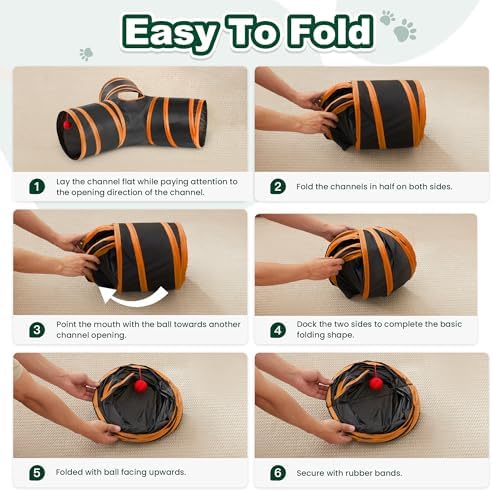 Love's cabin Cat Tunnel for Indoor Cats, 3-Way Collapsible Play Tunnel