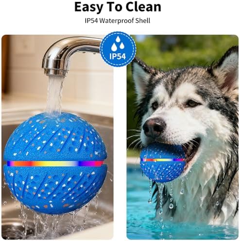 Smart Interactive Dog Toy Ball - Automatic Moving Bouncing Rolling Ball with 3 Modes & RGB Lights, Durable E-TPU Motion Activated Dog Toys for Small Medium Dogs, Keep Busy & Boredom Relief (Blue)
