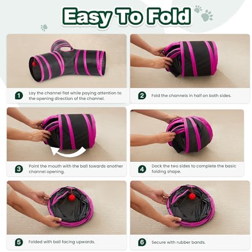 Love's cabin Cat Tunnel for Indoor Cats, 3-Way Collapsible Play Tunnel