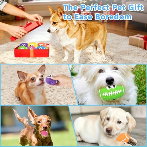 Squeaky Dog Balls for Dogs, Natural Latex Fetch Play Dog Footballs, Interactive Pet Dog Balls for Teething Puppies Small Medium Dogs 6 Pack