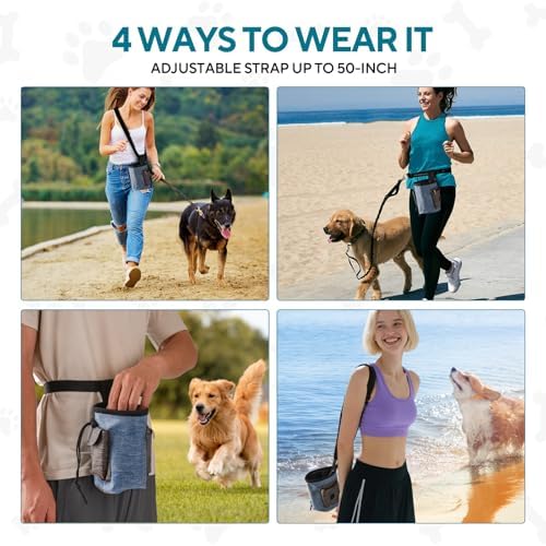 Dog Treat Pouch - 3 Ways to Wear Treat Pouches for Pet Training,treat pouches for pet training,3 Cups Animal Walking Snack Container Best Hiking Toys Pack Dispenser Carries