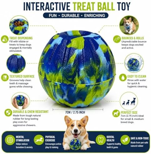 Dog Chew Ball, Strong Chew Ball for Small Medium Dogs, Durable Floating Fetch Toy Outdoor Training (Blue Camouflage)