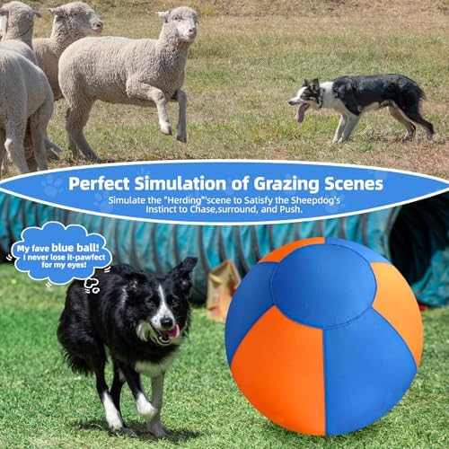 Herding Ball for Dogs 22", Durable Waterproof Dog Herding Ball Outdoor, Large Interactive Dog Play Ball for Herding Breeds to Push Chase & Roll, Pet Training Toy for Australian Shepherd Border Collie