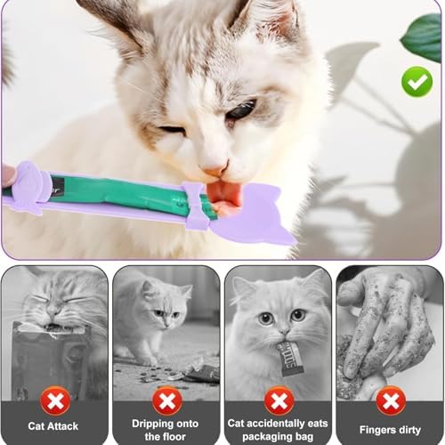 3Pcs Cat Treat Spoon, Lickable Cat Strip Feeder, Cats Treats Squeeze Spoons