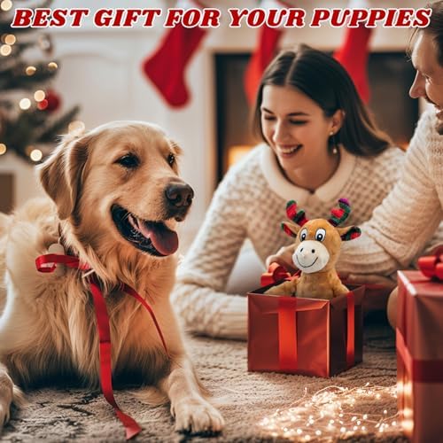 Christmas Dog Toys Squeaky Crinkle Sound Paper Tail, Stuffed Gift
