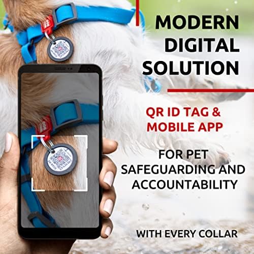 WAUDOG Waterproof Dog Harness - Adjustable, Heavy Duty with Durable Metal Clasp & QR Dog Tag - Modern Style for Medium Dogs - Blue, Size S: 16-22"