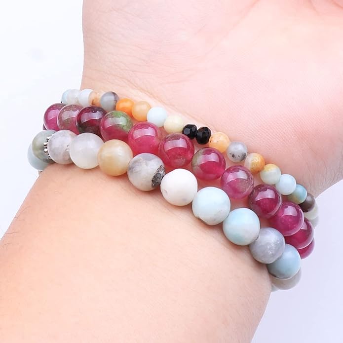 UEUC Tree of Life Yoga Healing Stone Bracelets,Multilayer Lotus Chakra Stone Reiki Bracelet Sets,Anxiety Crystal Natural Stone,for Women Stress Relief