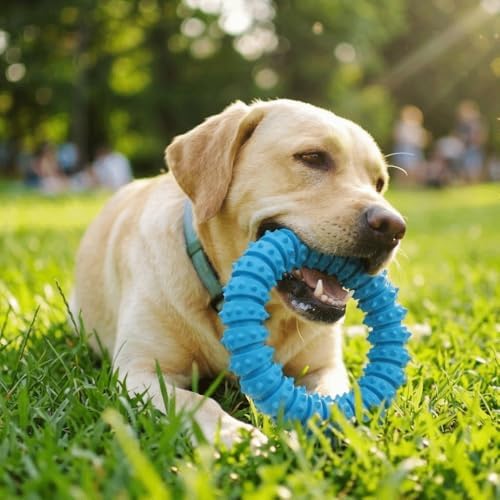 Dog Spiky Chew Ring Food Grade Rubber Teeth Cleaning Interactive Toy for Medium Large Dogs 5.91In Diameter for Indoor Outdoor Play