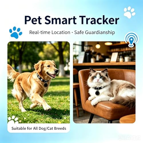 GPS Tracker for Dogs and Cats (No Subscription Required), GPS Tracker for Pet Collars, 【Apple MFi Certified】Works with iOS Find My, Global Real-Time Tracking, IP67 Waterproof, Suitable for Cats, Dogs