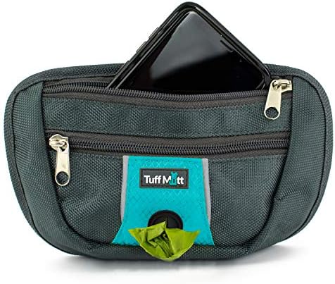Removable Accessory Pouch for Hands Free Leash, Two Zippered Pockets, Poop Bag Dispenser, Breathable Mesh with Padding
