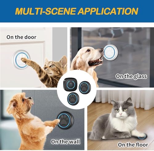 Dog Door Bell for Potty Training, Smart Wireless Doggie Doorbell to Go Outside, Over 1000 Feet Long Range with IP65 Waterproof Super-Light Touch Button, 60 Melodies & Adjustable Volume (2 Button)