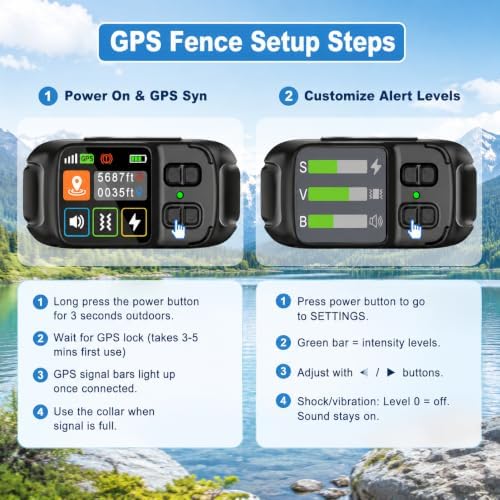 GPS Wireless Dog Fence System Adjustable Invisible Dog Fence Collar