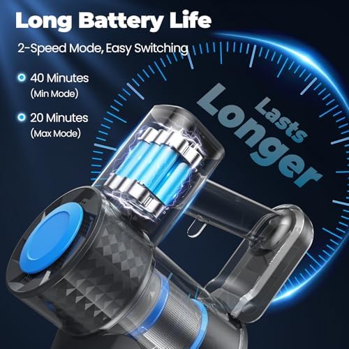 Cordless Vacuum Cleaner, Powerful Lightweight Stick Vacuum with Self-Standing, Anti-Tangle, 8-in-1 Rechargeable Vacuum Cleaners for Home, Hardwood Floors, Carpet, Pet Hair
