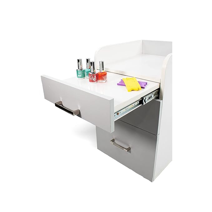 Milan Pedicure Trolley Pedi Rolling Cart Nail Salon Spa Storage Drawer, White/Ash Grey