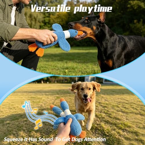 2-Pack Goose-Shaped Squeaky Dog Toys: Plush chew Toys with crinkly Wings, Suitable for Dogs Interactive Teething Toys for Puppies.