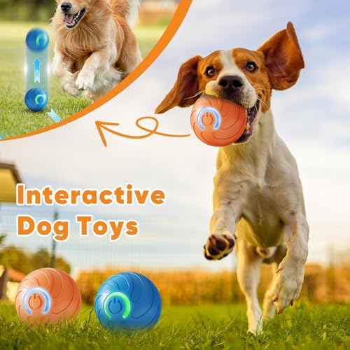 Shaky Ball Toy for Dogs, Vibrating Dog Ball, USB Rechargeable, Interactive, Automatic Moving, Bouncing, Perfect for Small, Medium, Large Dogs (1, Blue)