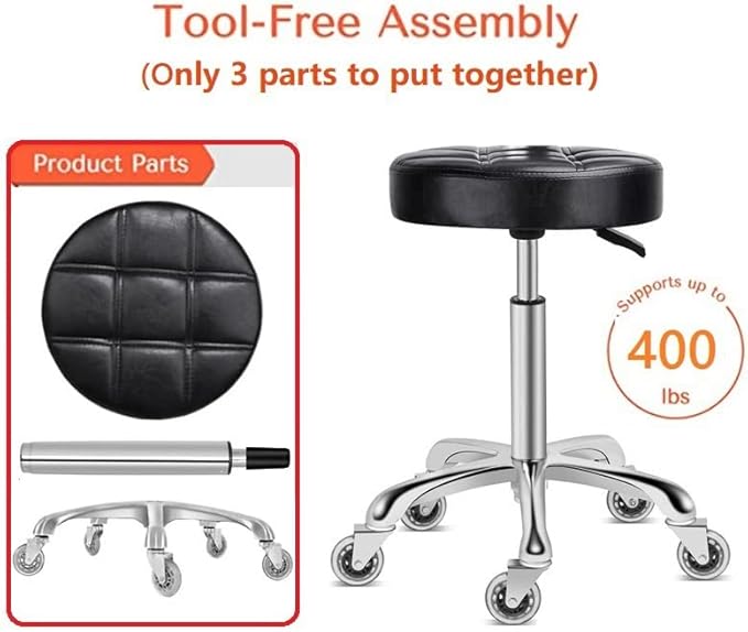 Kaleurrier Swivel Stool Chair Adjustable - Heavy Duty Barber Stool - Hydraulic Rolling Work Stools with Wheels for Hair Beauty Salon Spa Home Kitchen Counter Office Massage Dental Pedicure