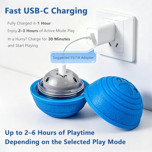Smart Interactive Dog Ball for Aggressive Chewers, Self Moving Toy, E-TPU