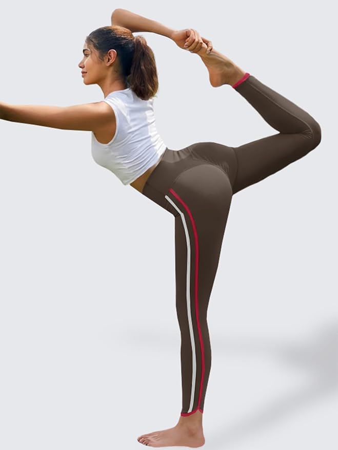 Aoysky Womens Buttery Soft Workout Leggings 25" Side Stripes High Waisted Full Length Yoga Leggings